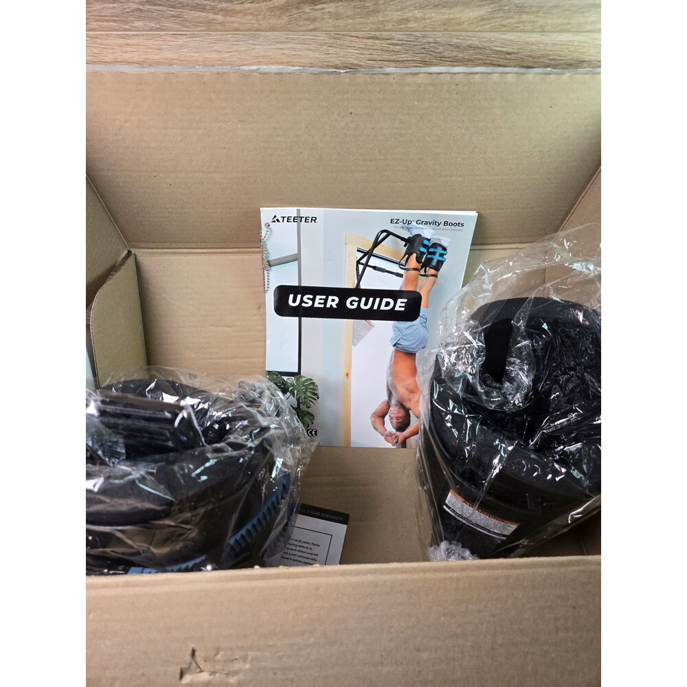 Teeter EZ-Up Gravity Boots XL Black & Blue Adjustable Boots. New Open Box